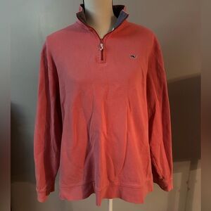 Vineyard Vines Coral Quarter-Zip Pullover Shep Shirt